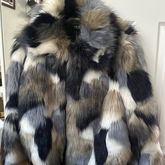 AKIRA Jackets & Blazers - Blue and Grey Faux Fur Jacket